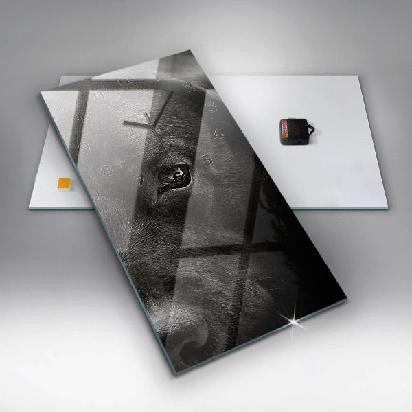 Vertikální skleněné hodiny Pes a skotská kočka