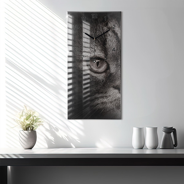 Vertikální skleněné hodiny Pes a skotská kočka