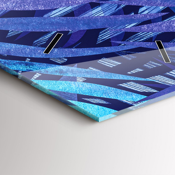 Vertikální skleněné hodiny Modré listy