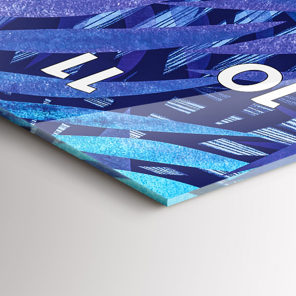 Vertikální skleněné hodiny Modré listy