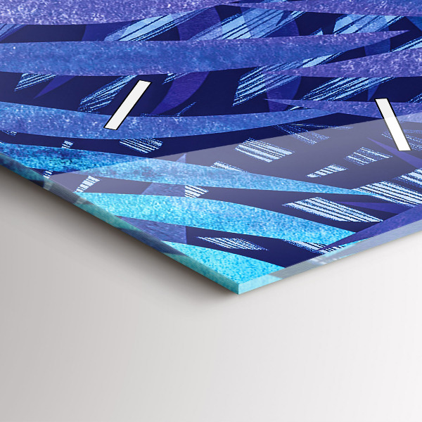 Vertikální skleněné hodiny Modré listy