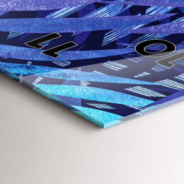 Vertikální skleněné hodiny Modré listy