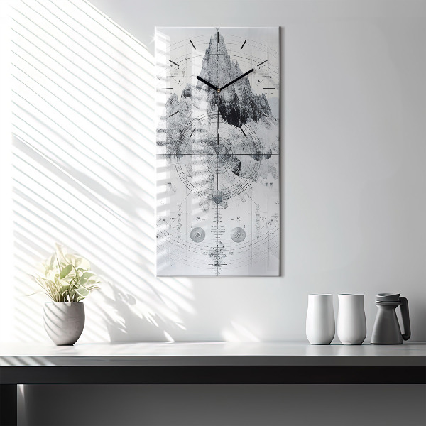 Vertikální nástěnné hodiny Kresba hor