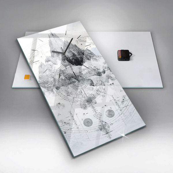 Vertikální nástěnné hodiny Kresba hor