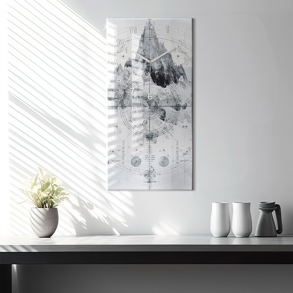 Vertikální nástěnné hodiny Kresba hor