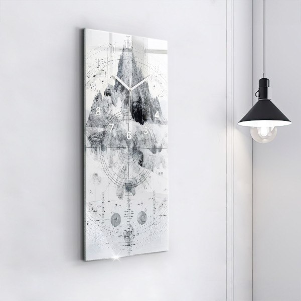 Vertikální nástěnné hodiny Kresba hor