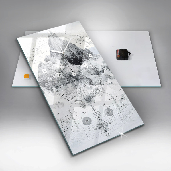 Vertikální nástěnné hodiny Kresba hor