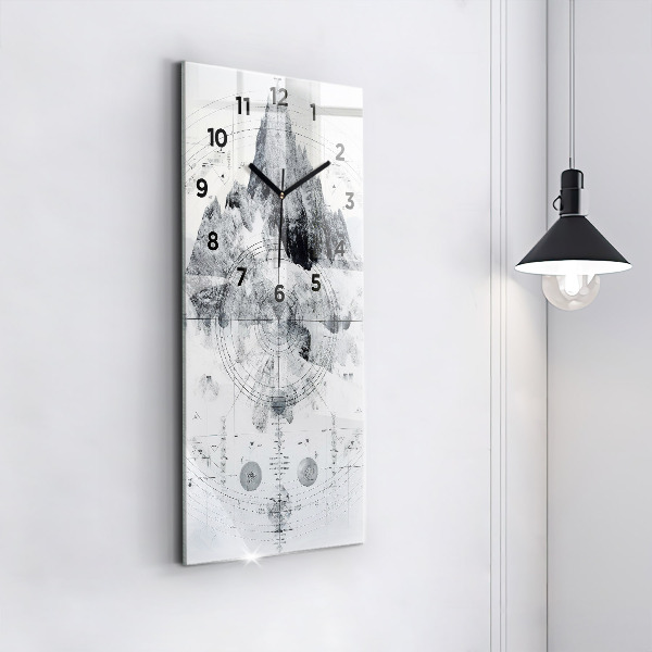 Vertikální nástěnné hodiny Kresba hor