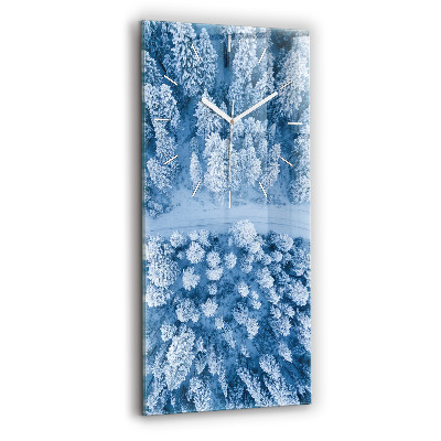 Vertikální nástěnné hodiny Les z dronu