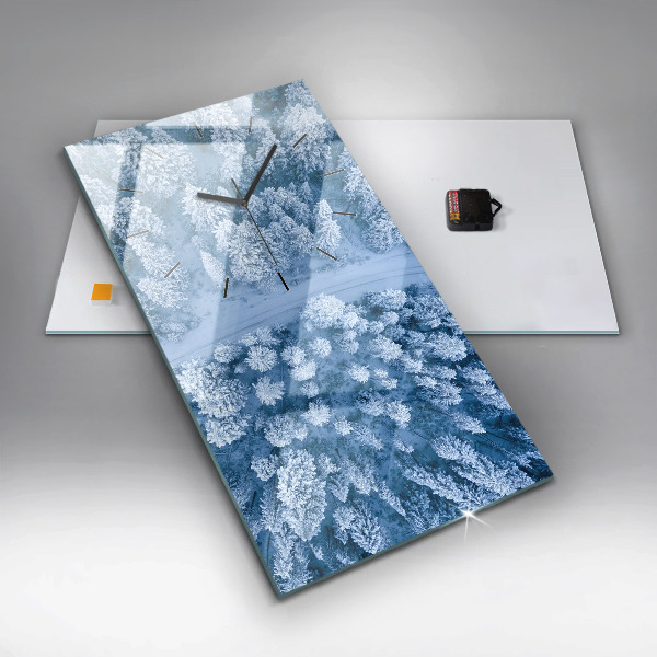 Vertikální nástěnné hodiny Les z dronu