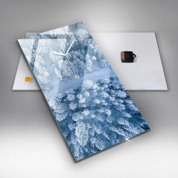 Vertikální nástěnné hodiny Les z dronu