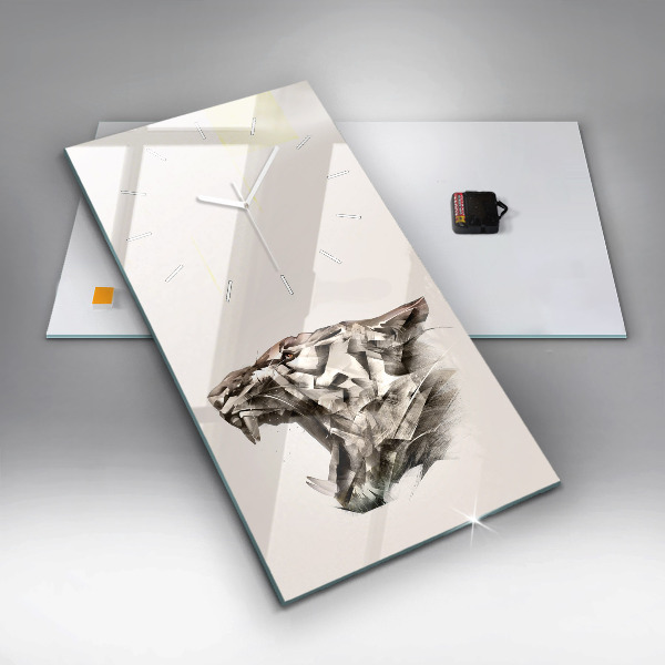 Vertikální skleněné hodiny Malovaný portrét tygra