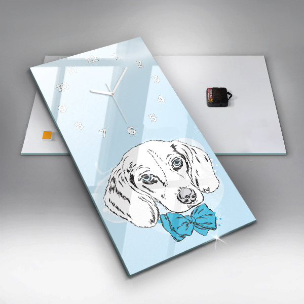 Vertikální skleněné hodiny Psí štěně