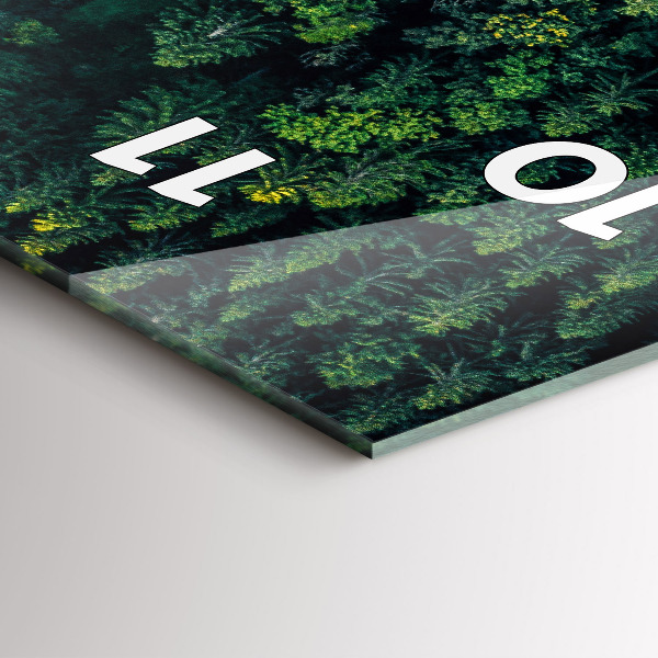 Vertikální skleněné hodiny Les z ptačí perspektivy