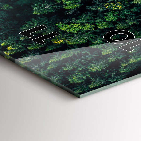 Vertikální skleněné hodiny Les z ptačí perspektivy