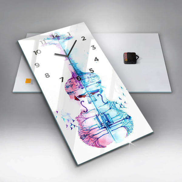 Vertikální skleněné hodiny Jezero v parku Cello