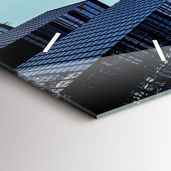 Vertikální skleněné hodiny Letadlo nad budovami