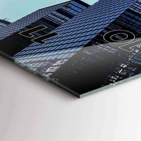 Vertikální skleněné hodiny Letadlo nad budovami