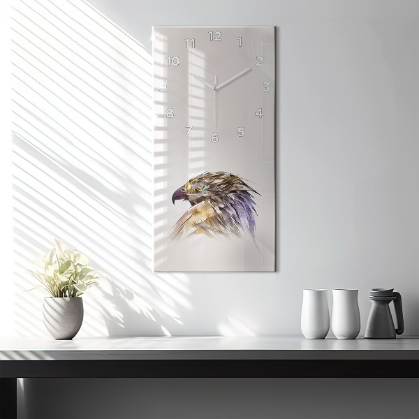 Vertikální skleněné hodiny Dravý pták