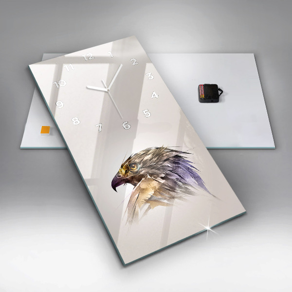 Vertikální skleněné hodiny Dravý pták