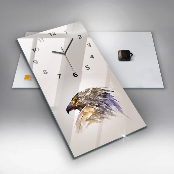 Vertikální skleněné hodiny Dravý pták