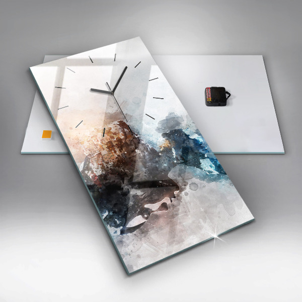 Vertikální skleněné hodiny Abstraktní tváře