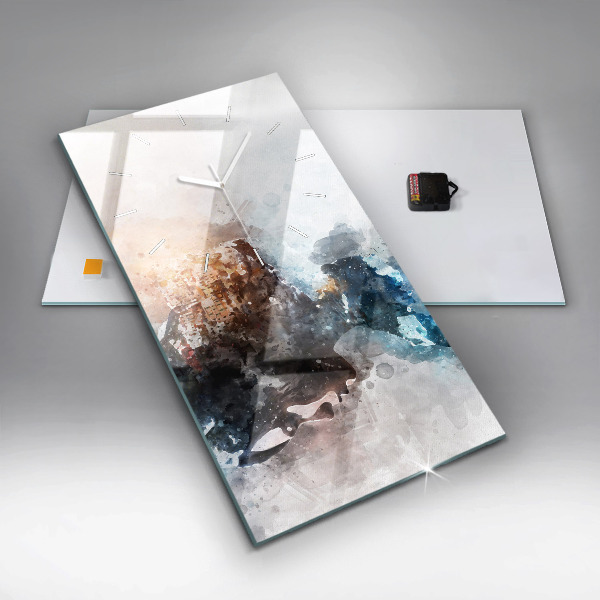 Vertikální skleněné hodiny Abstraktní tváře