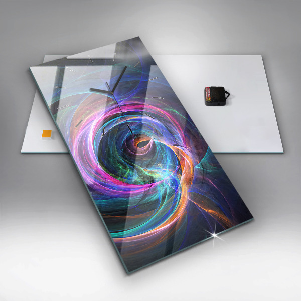 Vertikální skleněné hodiny Barevný fraktál