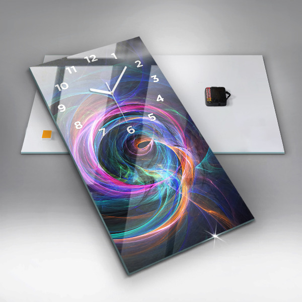 Vertikální skleněné hodiny Barevný fraktál