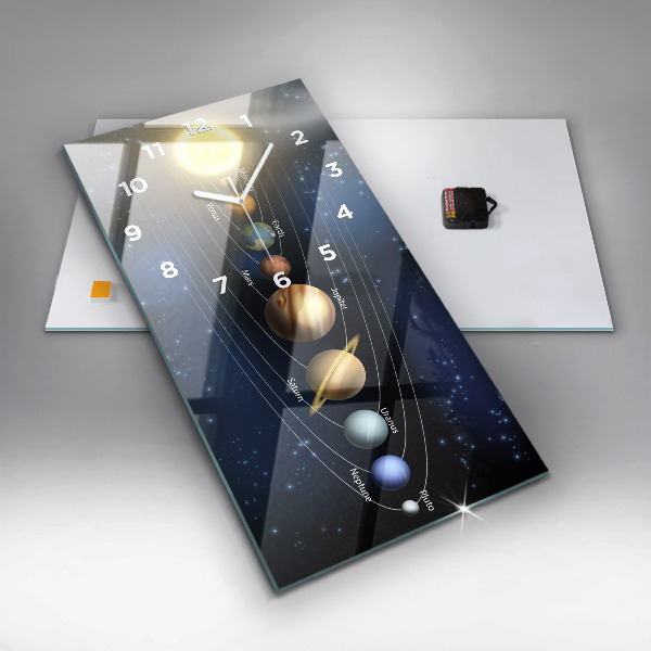 Vertikální skleněné hodiny Sluneční soustava