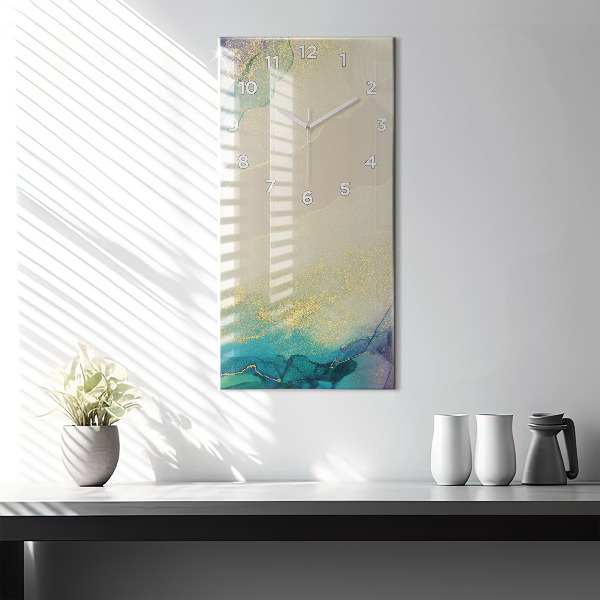 Vertikální skleněné hodiny Barevná abstrakce