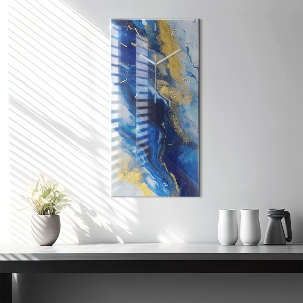 Vertikální nástěnné hodiny Modrý mramor