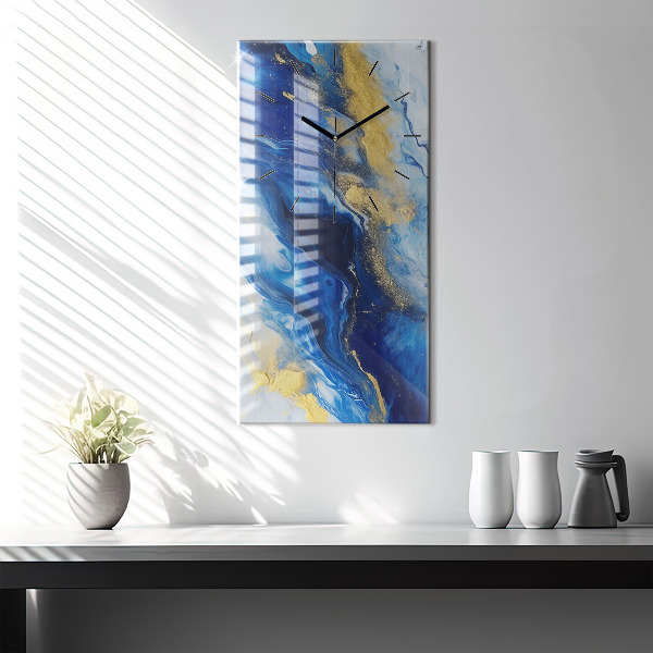 Vertikální nástěnné hodiny Modrý mramor