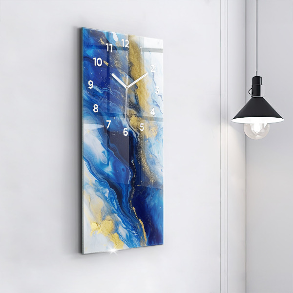 Vertikální nástěnné hodiny Modrý mramor