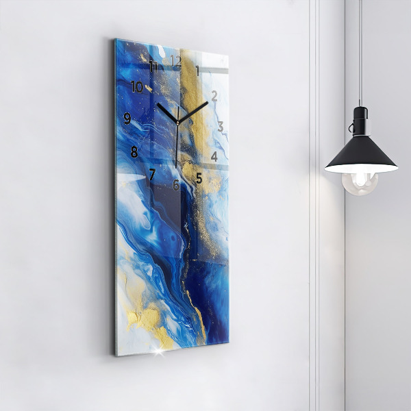 Vertikální nástěnné hodiny Modrý mramor