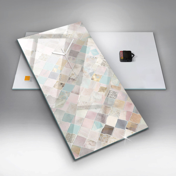 Vertikální nástěnné hodiny Barevné dlaždice