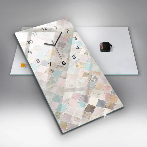 Vertikální nástěnné hodiny Barevné dlaždice