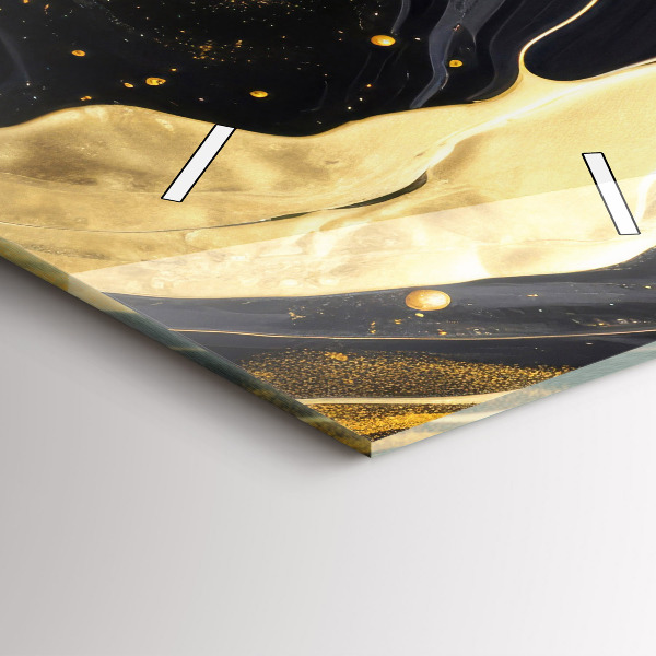 Vertikální nástěnné hodiny Zlatý mramor