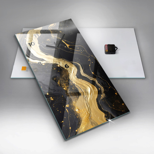 Vertikální nástěnné hodiny Zlatý mramor