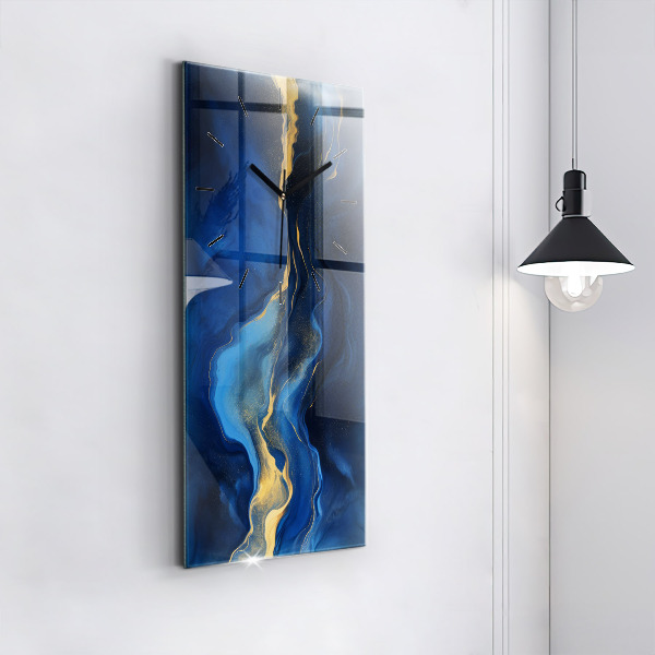 Vertikální nástěnné hodiny Modrý mramor