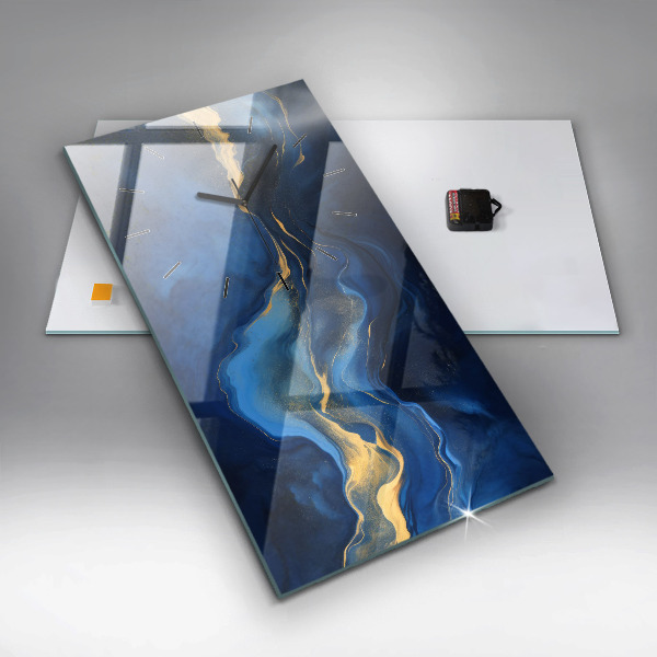 Vertikální nástěnné hodiny Modrý mramor