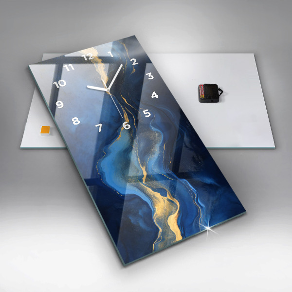 Vertikální nástěnné hodiny Modrý mramor