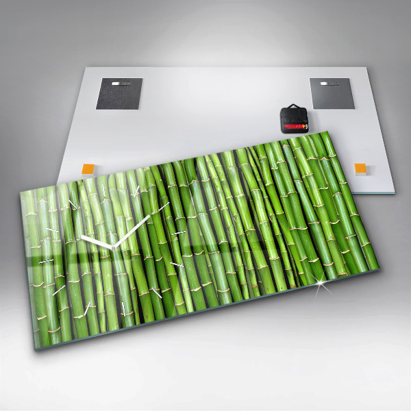 Horizontální hodiny na skle Asijský bambus