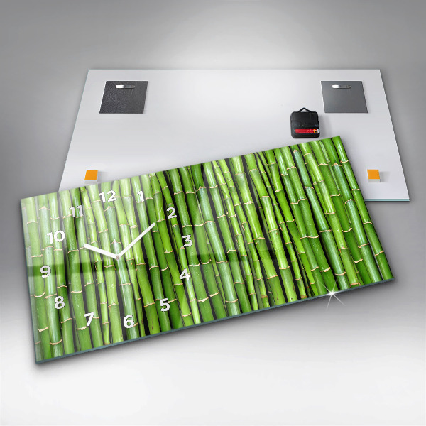 Horizontální hodiny na skle Asijský bambus