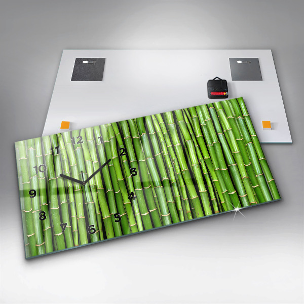 Horizontální hodiny na skle Asijský bambus