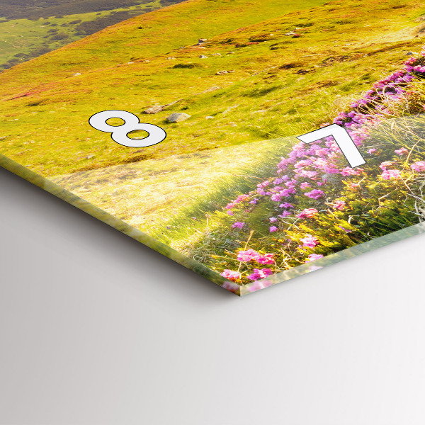 Horizontální hodiny na skle Horská krajina