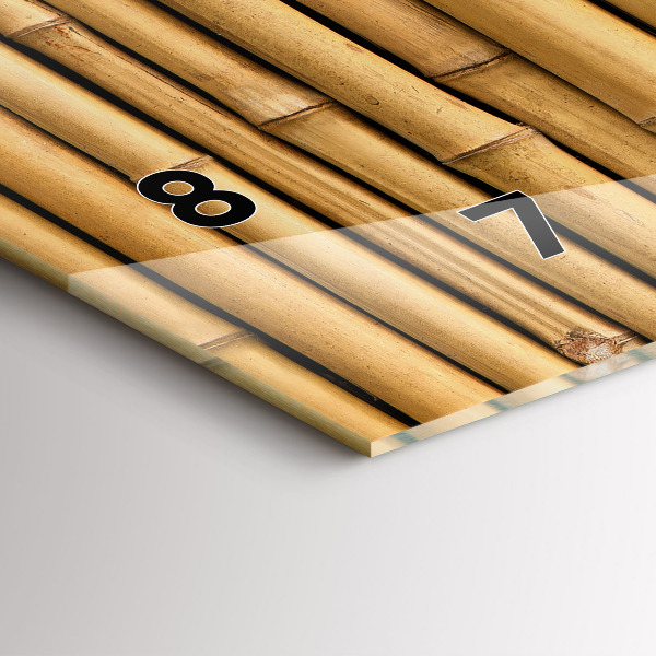 Horizontální hodiny na skle Bambusové tyče