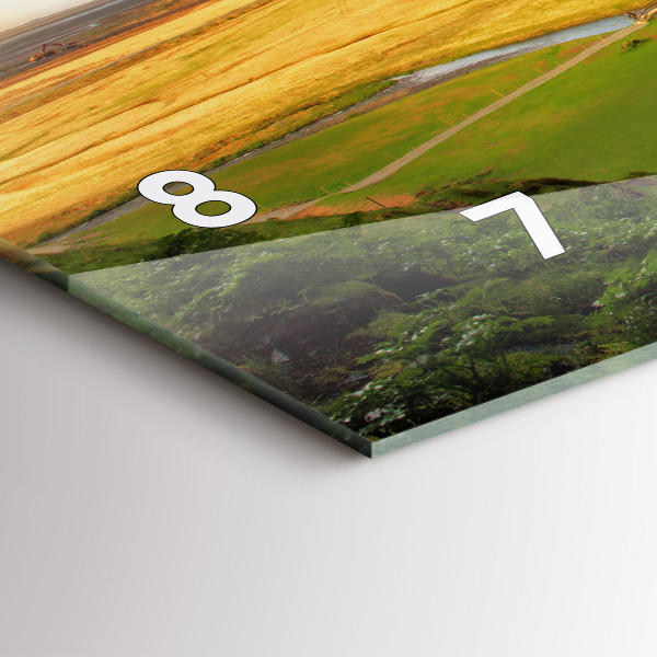 Horizontální hodiny na skle Vodopád na Islandu