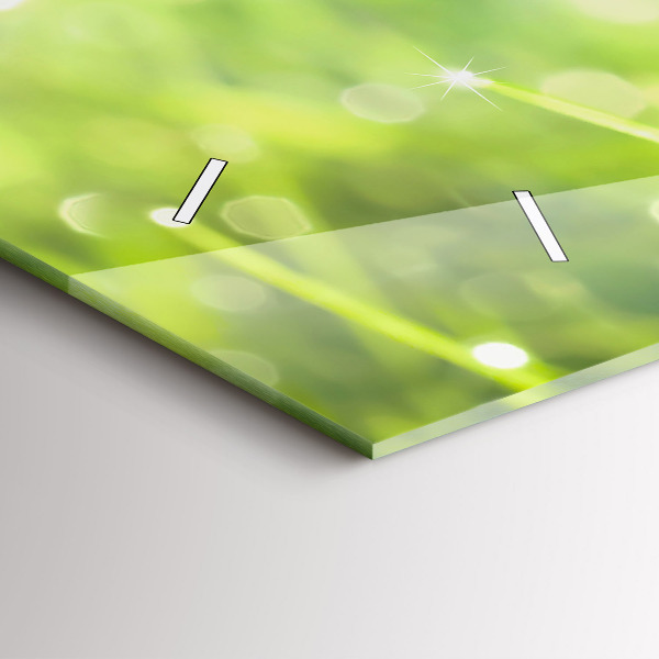 Horizontální hodiny na skle Zelená tráva