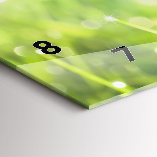 Horizontální hodiny na skle Zelená tráva